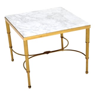 Vintage French Brass and Marble Coffee Table, 1950 For Sale