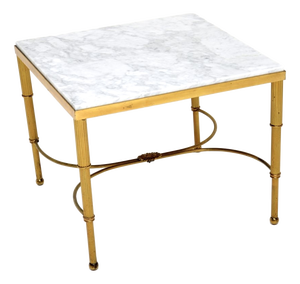 Vintage French Brass and Marble Coffee Table, 1950