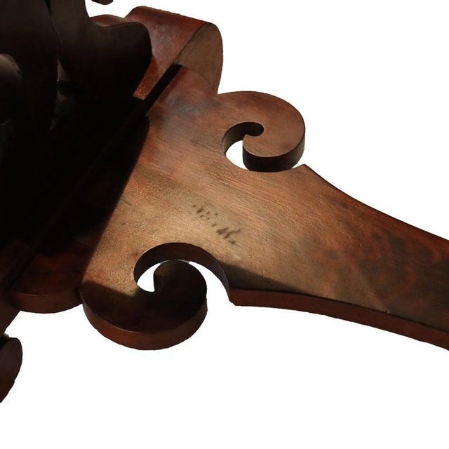 Antique Quervelle School Classical Flame Mahogany Marble Top Trestle Table C1840 For Sale - Image 6 of 17