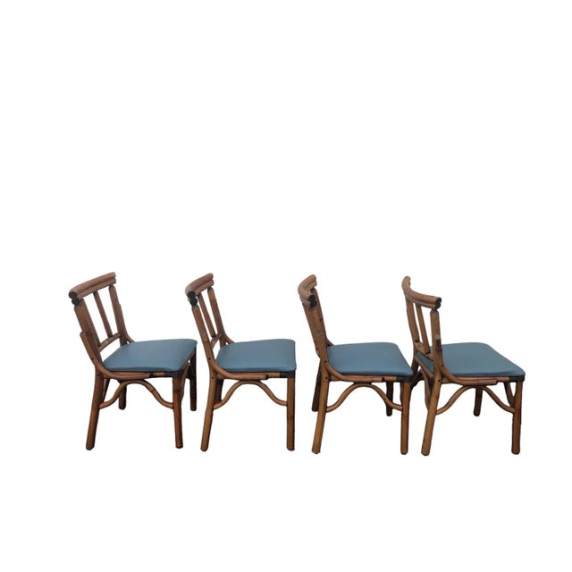 1970s 1970s Vintage Ficks Reed Style Rattan Accent Chairs - Set of 4 For Sale - Image 5 of 11