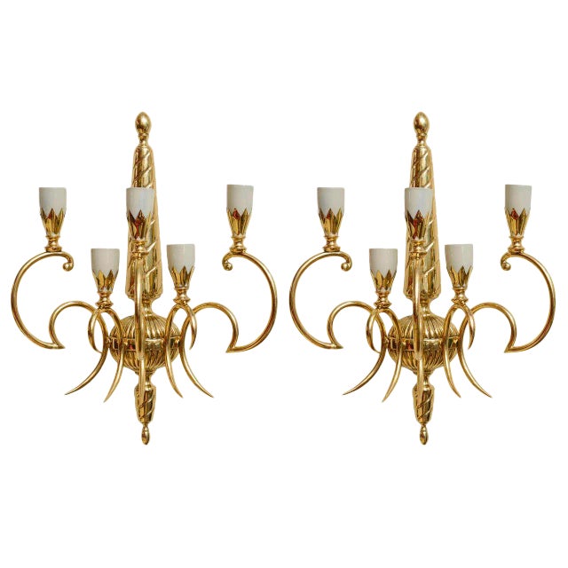Italian Brass Sconces - Pair For Sale