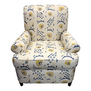 Contemporary Custom Club Chair Upholstered in Robert Kime "Susani" Fabric For Sale