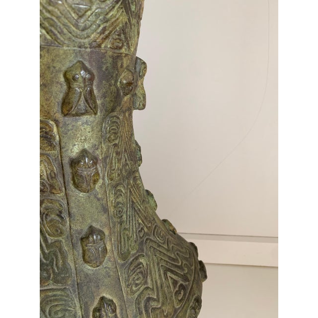 Chinese Archaistic Bronze Vase, Circa 1900 Shang Dynasty Style Gu Vessel For Sale In Miami - Image 6 of 18