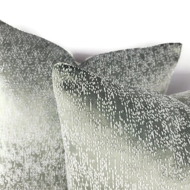 Jane Churchill Twilight in Aqua Pillow Cover - 20" X 20" Silver Sage Velvet Cushion Case For Sale - Image 4 of 7