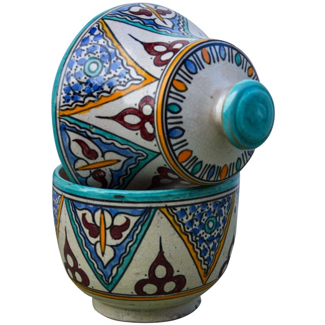 Early 20th Century Moorish Ceramic Box W/ Pattern For Sale - Image 9 of 12