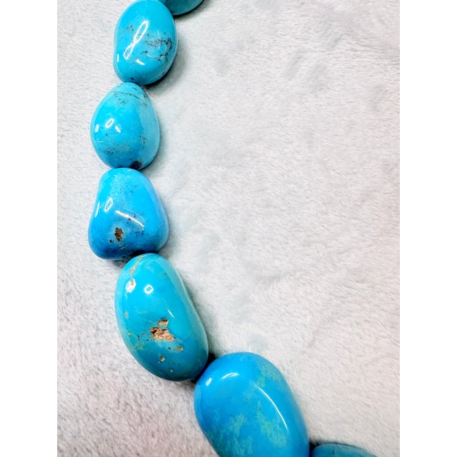 1970s Hand-Fabricated Sterling and Turquoise Nugget Necklace W/ Mosaic Inlay Clasp For Sale - Image 14 of 16