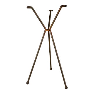 Vintage Sculptural Tripod Stand Fire Tool Set Holder For Sale