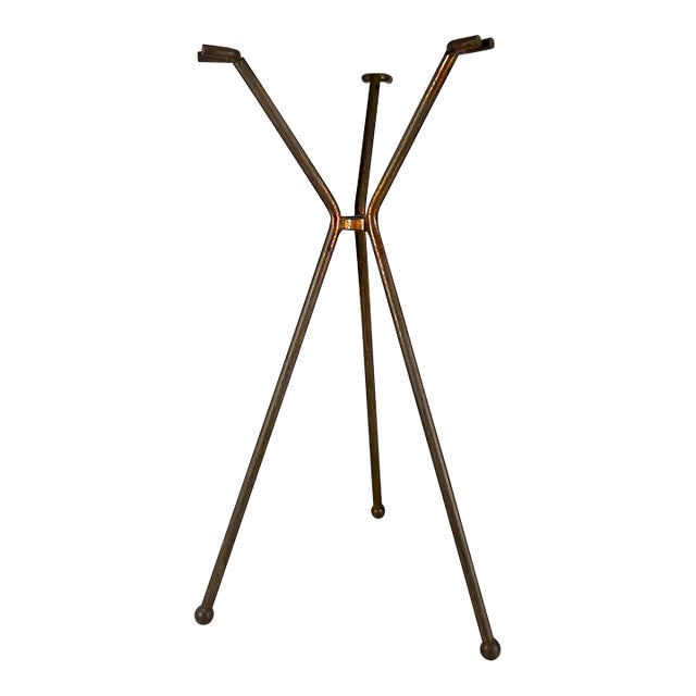 Vintage Sculptural Tripod Stand Fire Tool Set Holder For Sale