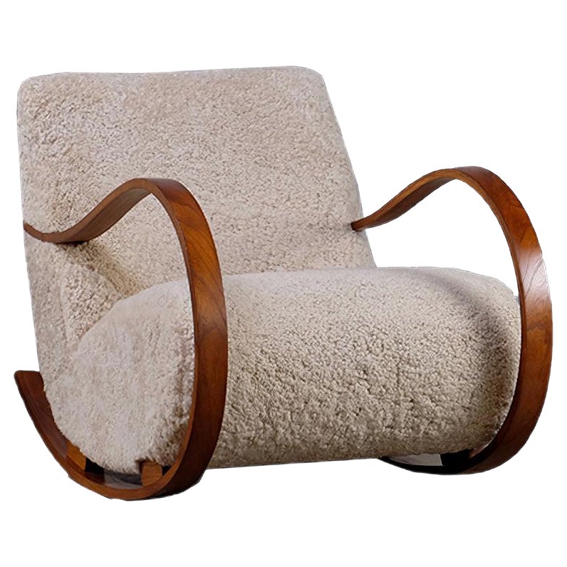 Swedish Sheepskin Rocking Chair, 1950s | Chairish