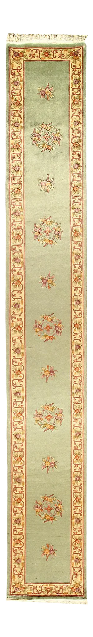 Light Blue Hand Knotted Chinese Peking Runner 2'6'' X 17'11''