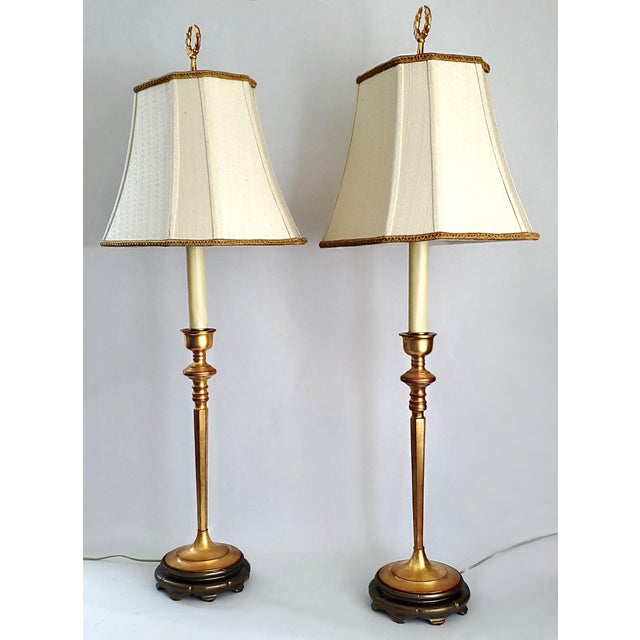 38" Tall Lamp Pair French Empire Gold For Sale In Miami - Image 6 of 15