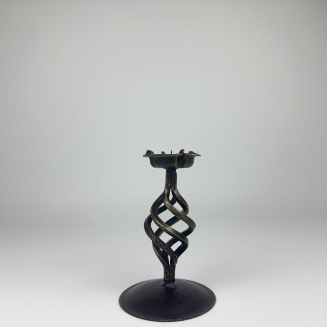 Rustic Pinecone Candlestick | Handcrafted Metal Spiral Design Candle Holder for Rustic Decor For Sale - Image 3 of 5