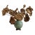 Vintage Bouquet of Carved Wood Lotus Leaves in a Celadon Vase For Sale