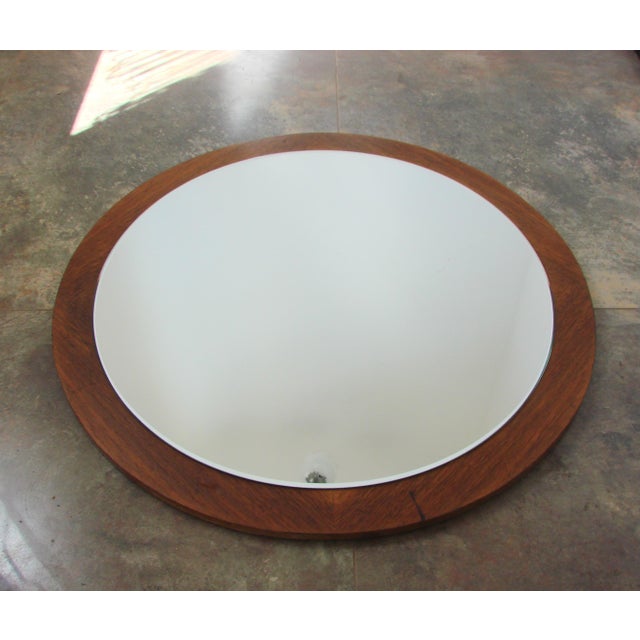 Vintage Round Teak Mirror, 1970s, in Very Good conditions. Designed 1970 to 1979