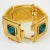 Contemporary Jean Louis Scherrer Gilt Metal Jeweled Link Turquoise Resin Cabochon Bracelet For Sale - Image 3 of 7