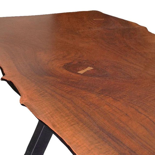 Brown Custom 16 Feet Double Slab Claro Walnut With Cantilever Base Table - George Nakashima Inspired For Sale - Image 8 of 15