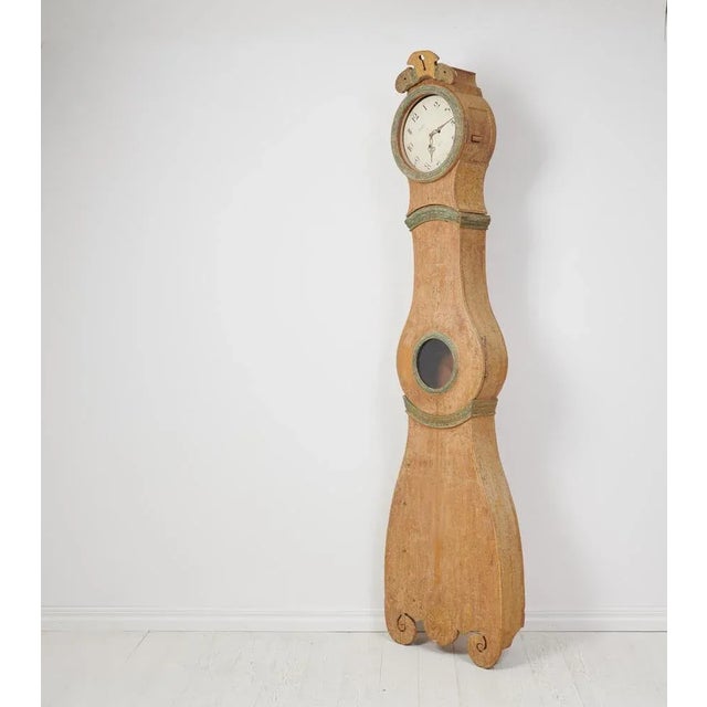 Rococo Antique Swedish Classic Rococo Shape Long Case Clock For Sale - Image 3 of 12