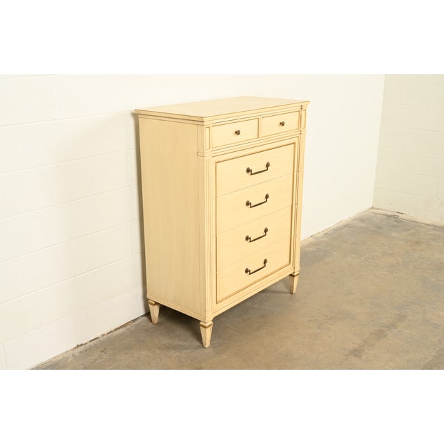 Henredon Henredon French Regency Louis XVI Cream Lacquered Highboy Dresser, Circa 1960s For Sale - Image 4 of 17