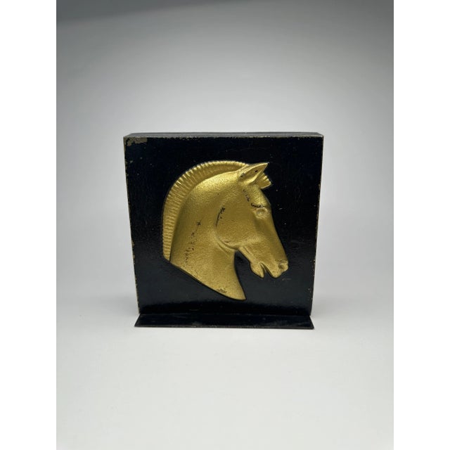 Figurative A Pair of Classic Roman Black & Gold Cast Metalware Bookends For Sale - Image 3 of 12