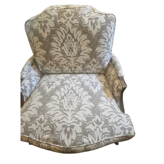 Ethan Allen Versailles Bergere Lounge Chair Living Room Armchair Damask Print B For Sale - Image 12 of 15