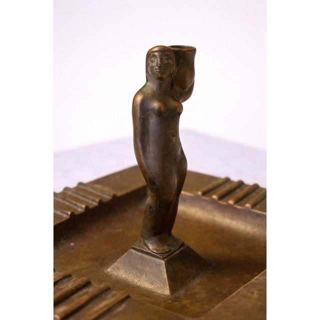 1930s Swedish Art Deco Bronze Figural Candleholder or Ashtray from GAB, 1930s For Sale - Image 5 of 7