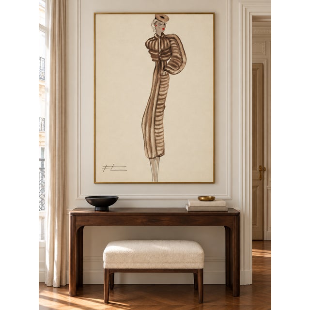 Art Deco Vintage French Fashion Art Print – Neutral Brown Fashion Illustration, 12" X 16" For Sale - Image 3 of 9