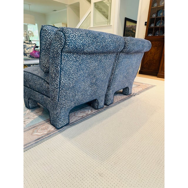 Pair of 1980s Slipper Chairs | Reupholstered Designer Velvet For Sale In Dallas - Image 6 of 8