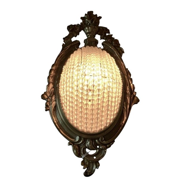 Early 20th Century Early 20th Century Rare Pair of Large French Empire Style Beaded Crystal Wall Sconces For Sale - Image 5 of 5