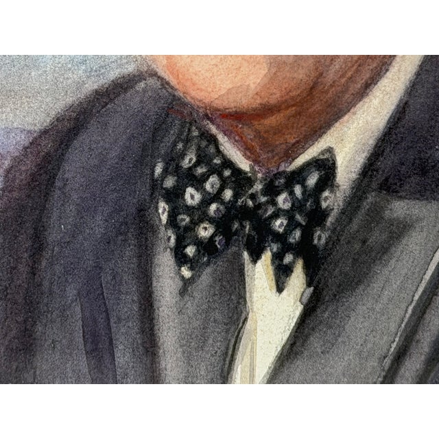 Charcoal President Franklin D. Roosevelt Portrait Painting Circa 1940's Mid Century Framed For Sale - Image 8 of 18