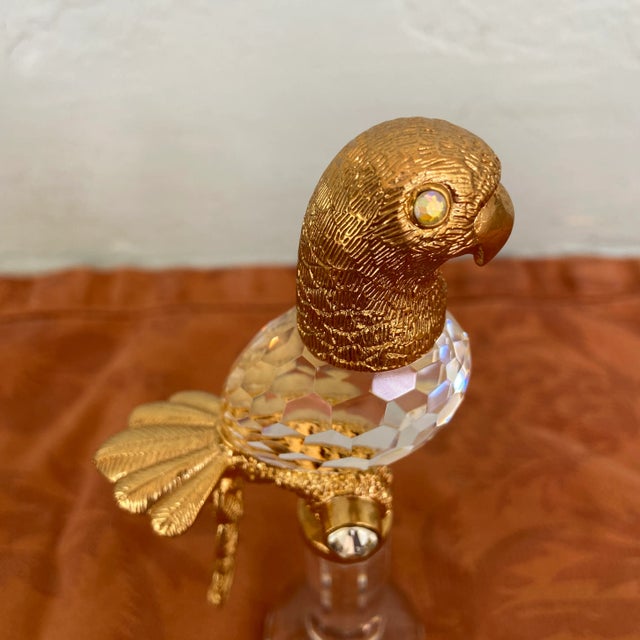 Vintage Crystal & Gold-Tone Metal Parrot Figure For Sale In Miami - Image 6 of 9