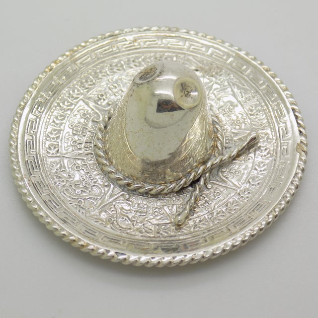 Vintage Mexican Handmade Genuine Sterling Silver 925 Traditional Sombrero Hat Figurine, 1970s For Sale - Image 13 of 13