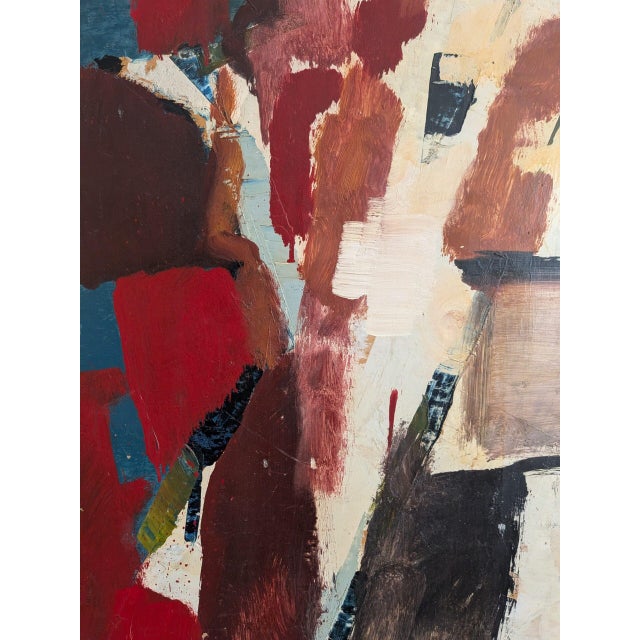 Red Mid-Century Modern 'Threshold of Presence' Abstract Figurative Oil Painting by Swedish Artist Gunnar Johnsson (1917–2007), Framed For Sale - Image 8 of 11
