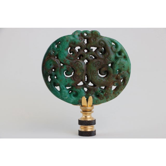 Verdigris & Brown Chinese Stone Lamp Finial For Sale - Image 4 of 4