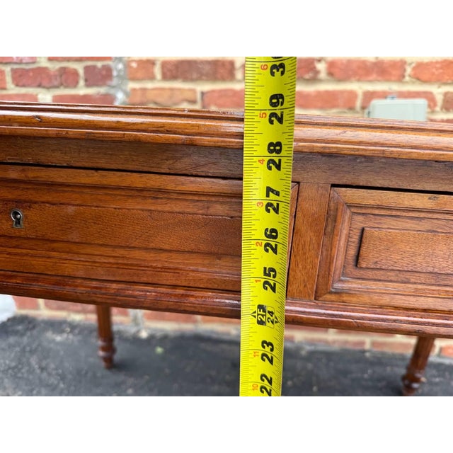 Antique Victorian Style Tooled Leather Writting Table Desk For Sale - Image 10 of 17