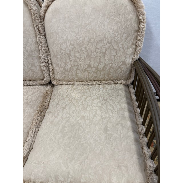 1940s Heywood Wakefield Stick Wicker Rattan Three Seat Sofa For Sale - Image 5 of 9