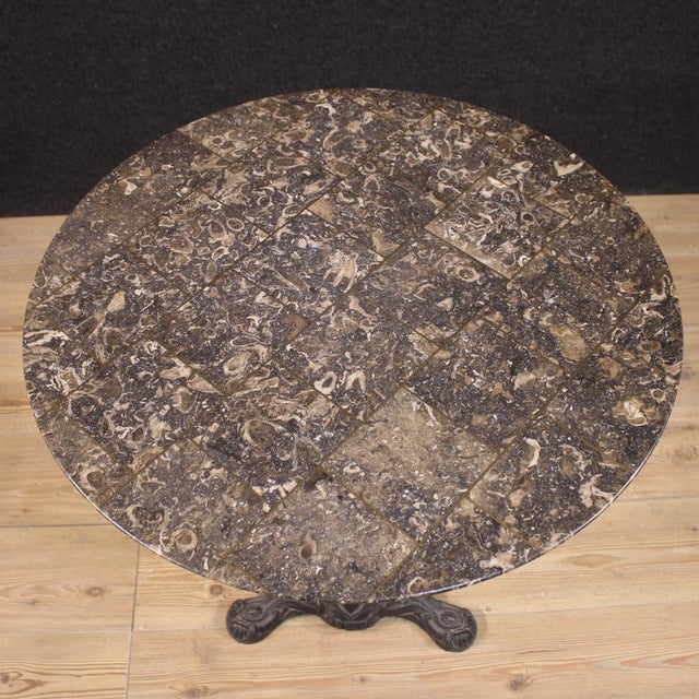 20th Century French Iron Bistro Table with Marble Top, 1970s For Sale - Image 10 of 13