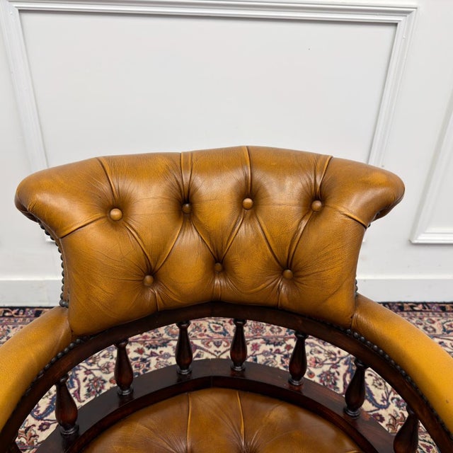 Classic English Brown Chesterfield Desk Chair For Sale - Image 5 of 8