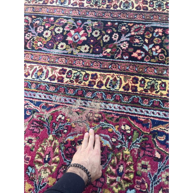 1940s Antique Classical Piece with Signature Jewel Tones with Lime Greens Rug 10 x 13.4 For Sale - Image 5 of 18