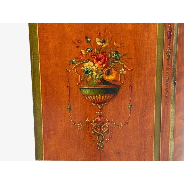 Edwardian, Adams Paint Decorated Demilune Cabinet, Inlaid Wood, 19th C. For Sale - Image 11 of 14