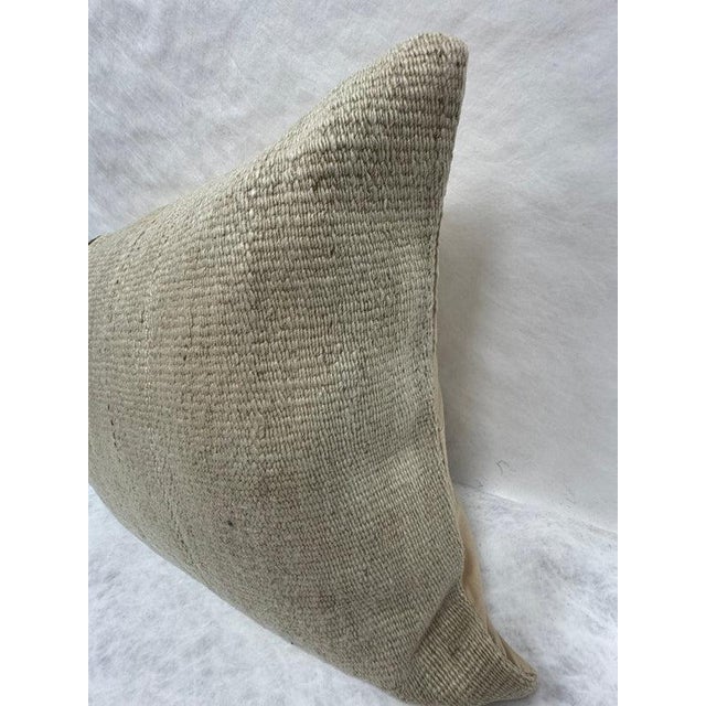 Contemporary Turkish Hemp Pillow Cushion Natural Beige Brown Black Pillow Cushion Cover 16" x 24" For Sale - Image 3 of 4