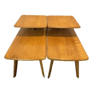 2 MCM Vintage Authentic Heywood-Wakefield Champagne M-308-G Step End Tables For Sale
