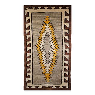 Vintage Native American Navajo Rug, Eye Dazzler Pattern, Wool & Cotton, Tribal Wall Art, 3x5 For Sale