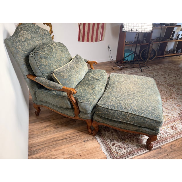 Lillian August Oversized French Bergère Lounge Chair & Ottoman, Down Filled For Sale In Boston - Image 6 of 11