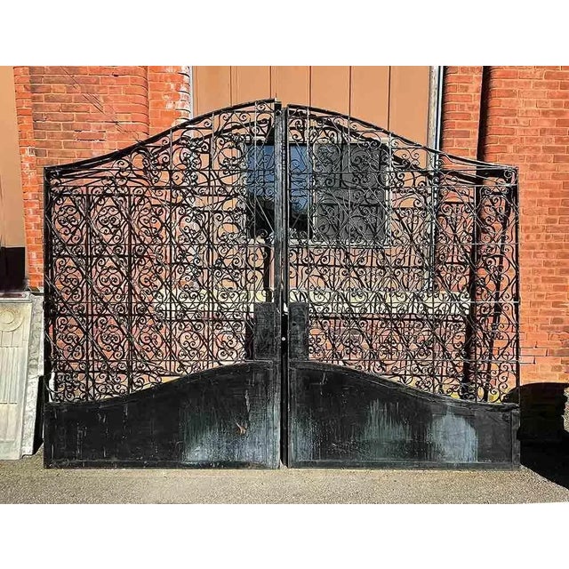 Black Vintage Wrought Iron Driveway Gates For Sale - Image 8 of 8