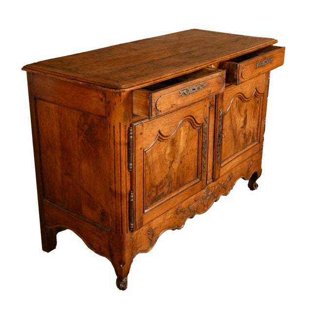 Wood Antique 18th C French Provincial Louis XV Carved Walnut Sideboard Buffet 1780 For Sale - Image 7 of 15