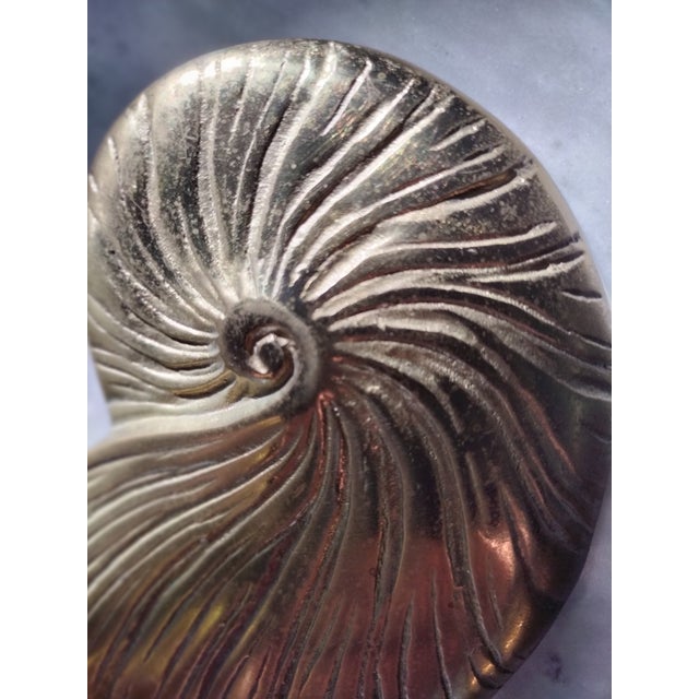 Mid 20th Century Vintage Brass Nautilus Shell Wall Hanging For Sale - Image 5 of 8