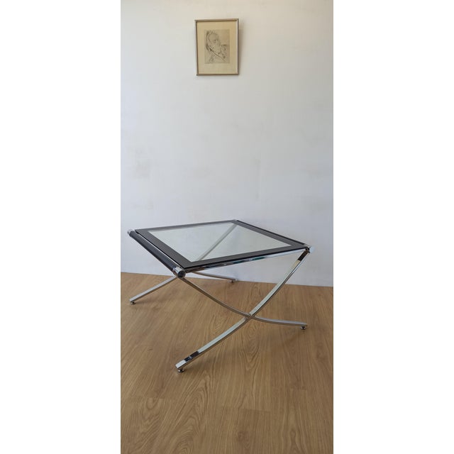 Gray Barcelona Style Chrome Coffee Table, 1970s For Sale - Image 8 of 18