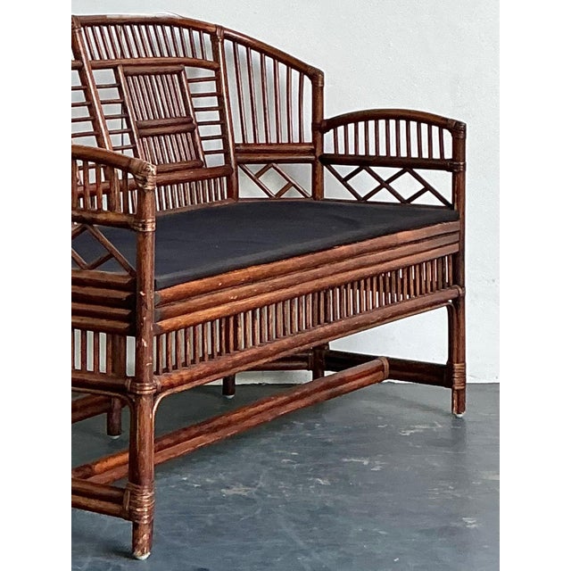 Vintage Brighton Pavillon Rattan Settee For Sale - Image 4 of 12