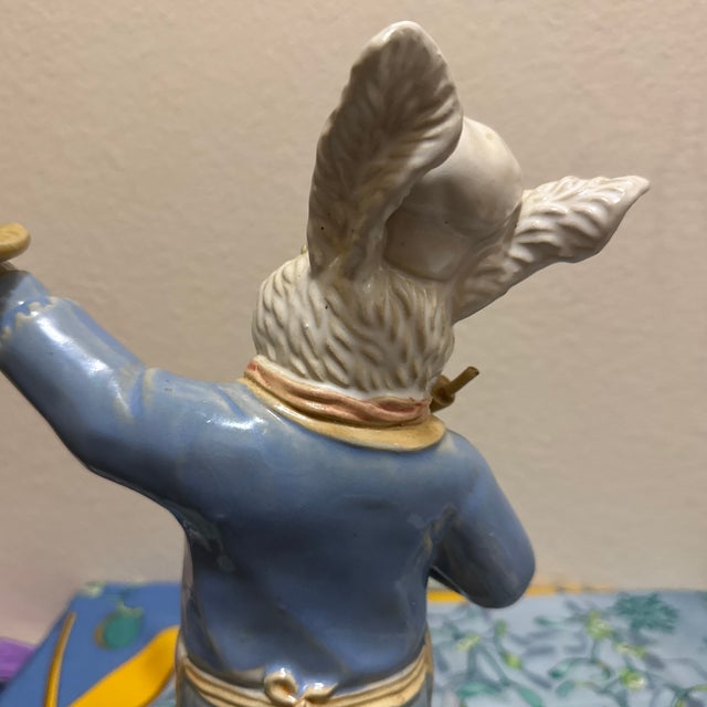 Whimsical Vintage Ceramic Pizza Chef Bunny Figurine - 12" Hand-Painted Baker Rabbit For Sale - Image 4 of 7