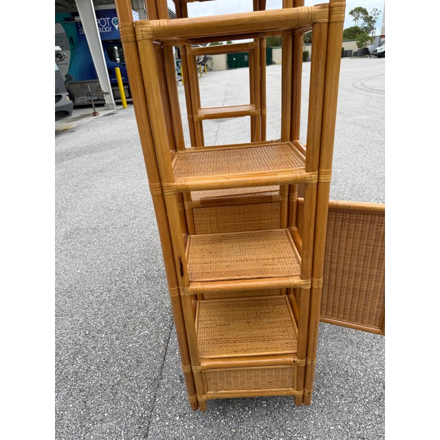 Vintage Boho Woven Rattan Etagere For Sale - Image 9 of 10